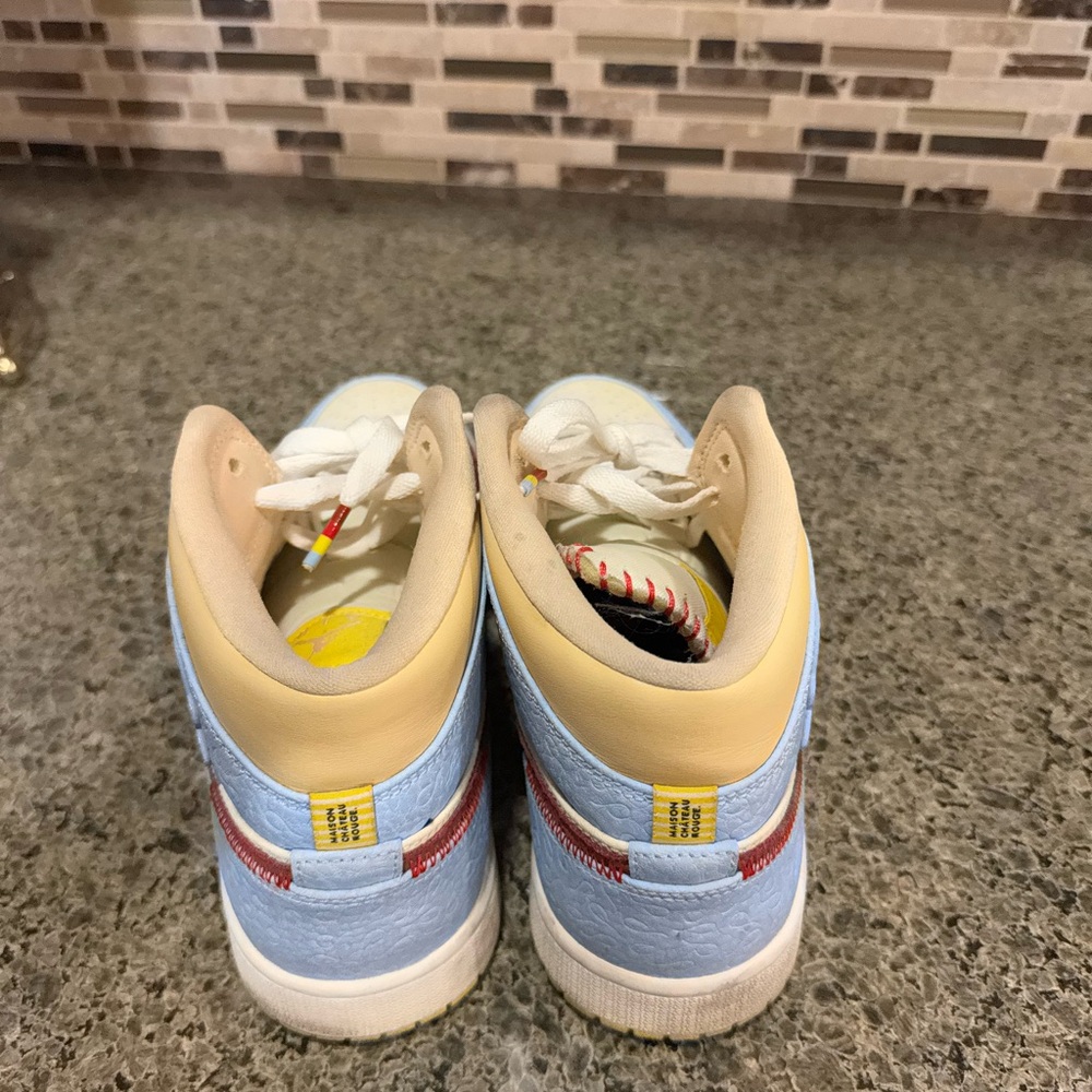 Nike Blue and Yellow Men's Sneakers